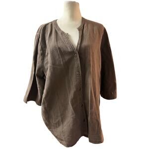 Hot Cotton by Marc Ware .100% Cotton
Blouse. Brown v-neck.